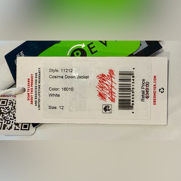 NWTs Obermeyer Cosima Down Ski Jacket. White. Sz. 12 - Picture 12 of 16